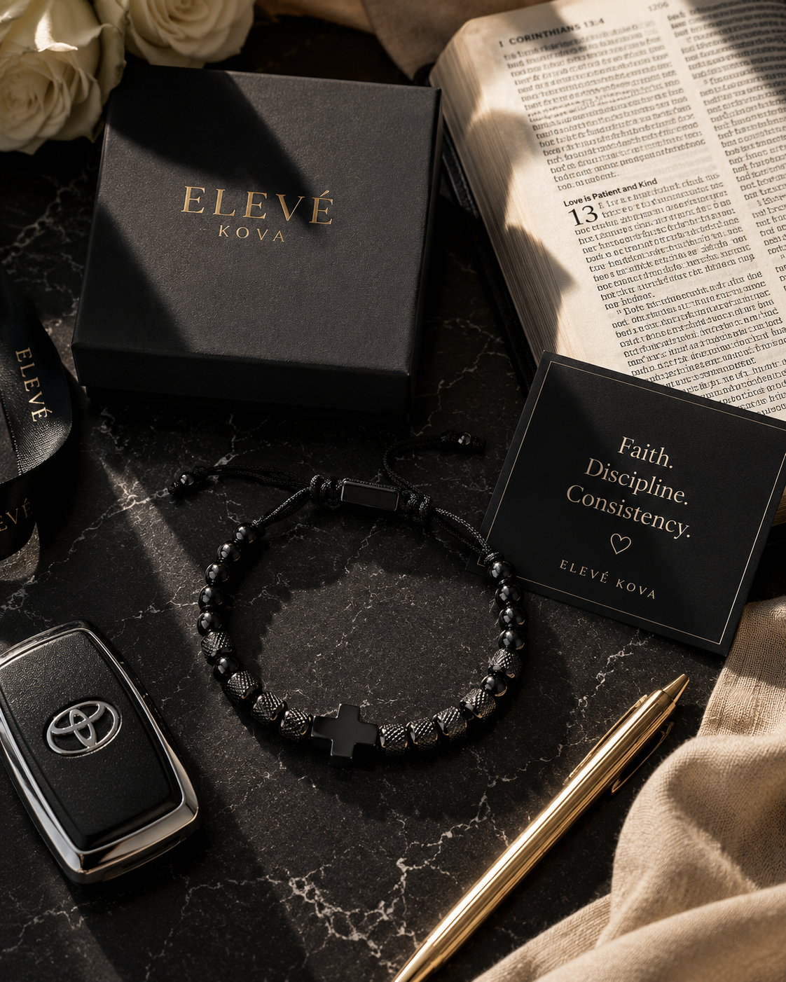 ELEVÉ Kova Faith Cross Bracelet