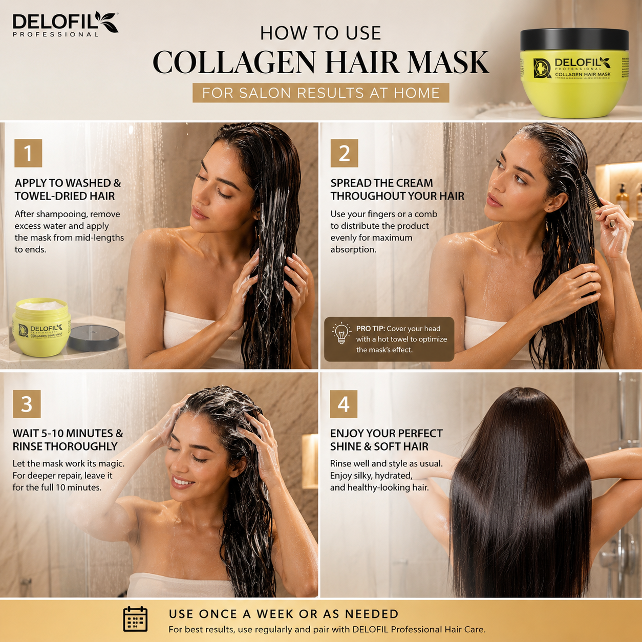 DELOFIL Collagen Hair Mask | Deep Repair, Hydration & Frizz Control